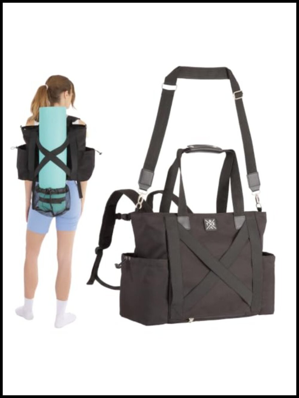 Convertible Crossbody Yoga Mat Bag Backpack Travel Tote Water Resistant